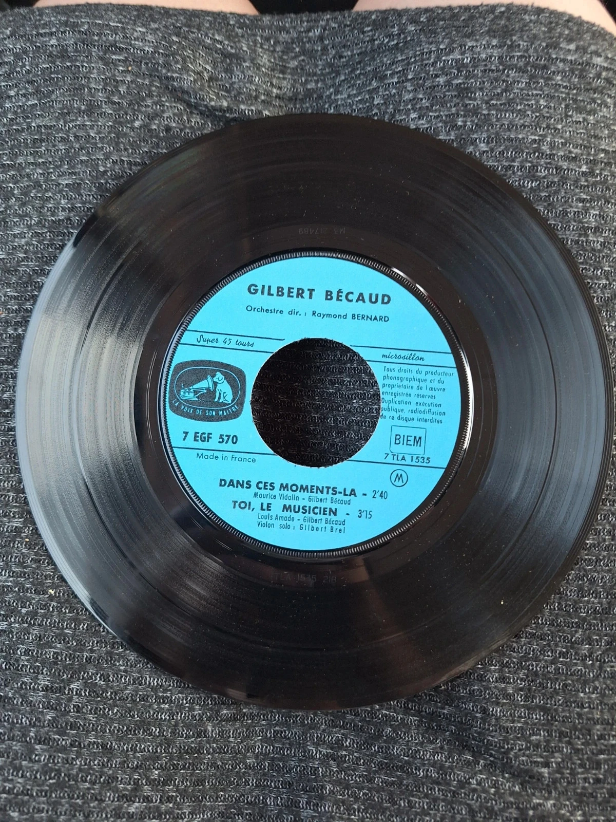 45RPM Vinyl EP Gilbert Bécaud Et Maintenant 1961 La Voix De Son Maître – photo 4